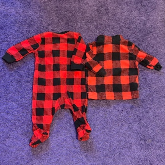 Carter's Buffalo Plaid footed onesie and jacket set -3 Months - Picture 5 of 5